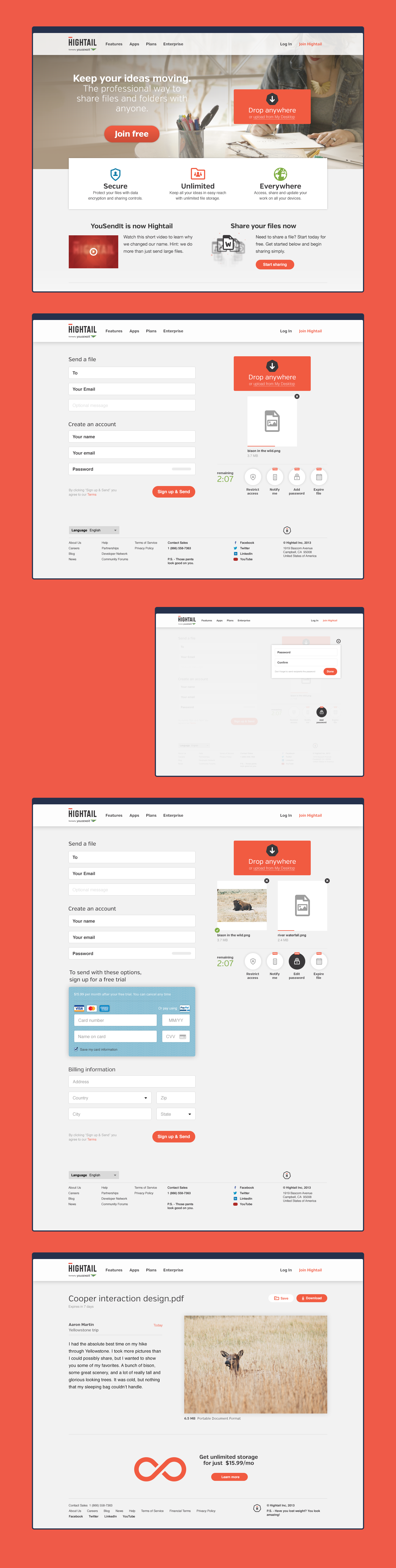 Hightail send flow UI