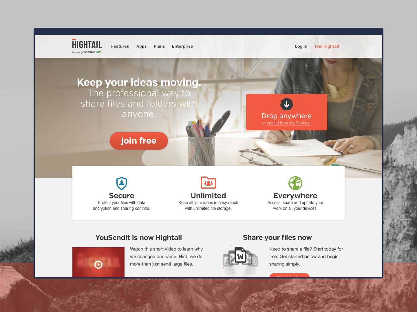 Hightail product homepage
